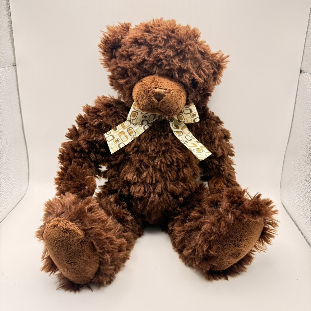 Ganz Cullen‎ Teddy Bear Brown Shaggy Plush Stuffed Animal H11878 Bow 12 inch